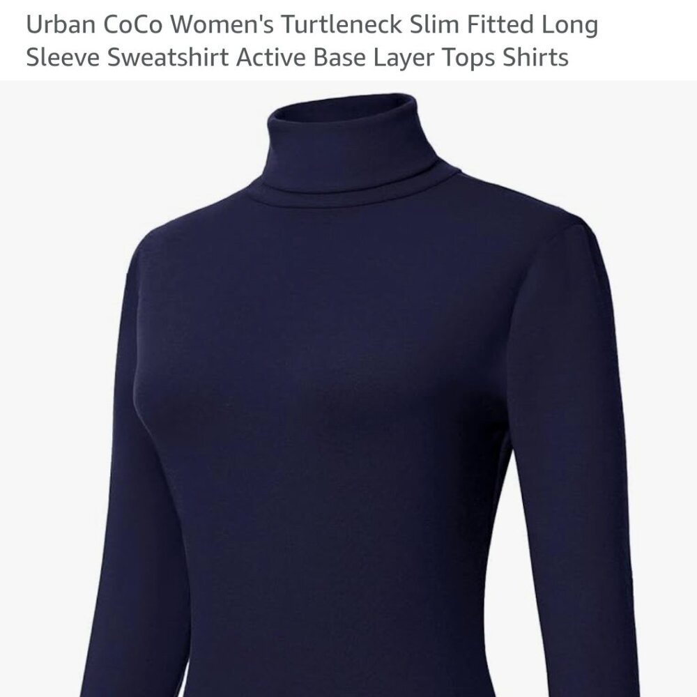 Urban CoCo Women's Turtleneck Slim Fitted Long Sleeve Sweatshirt